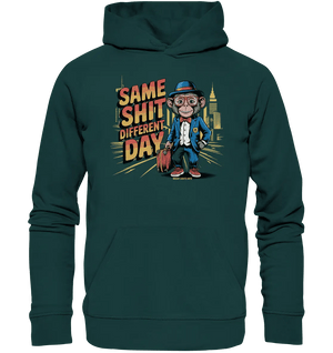 SAME SHIT DIFFERENT DAY – Humorvolles Design mit Affen im Anzug - Organic Hoodie - Bright Lights Arts