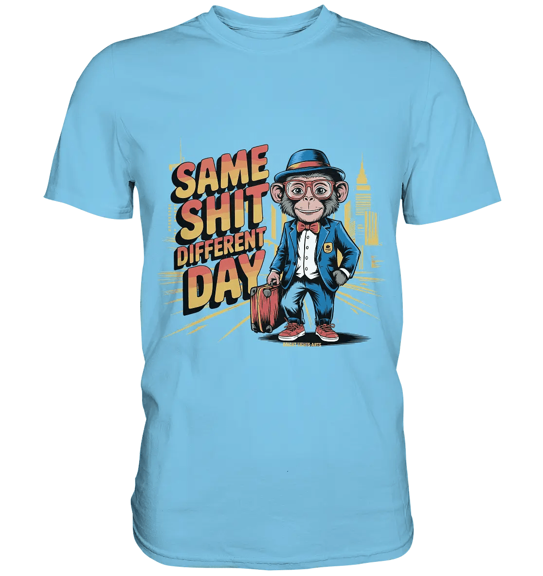 SAME SHIT DIFFERENT DAY – Humorvolles Design mit Affen im Anzug - Premium Shirt - Bright Lights Arts