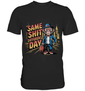 SAME SHIT DIFFERENT DAY – Humorvolles Design mit Affen im Anzug - Premium Shirt - Bright Lights Arts