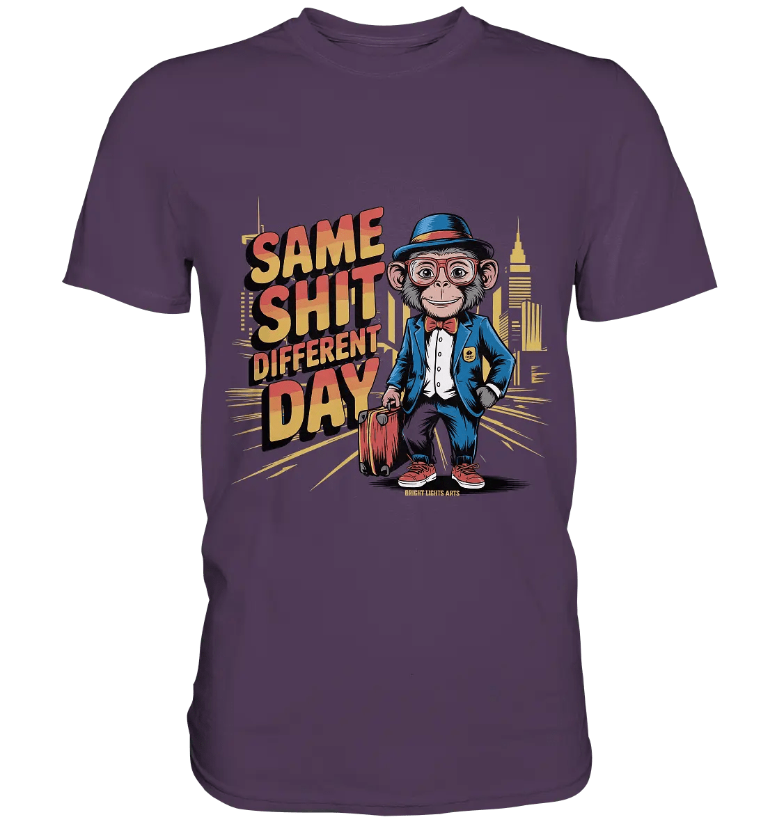 SAME SHIT DIFFERENT DAY – Humorvolles Design mit Affen im Anzug - Premium Shirt - Bright Lights Arts