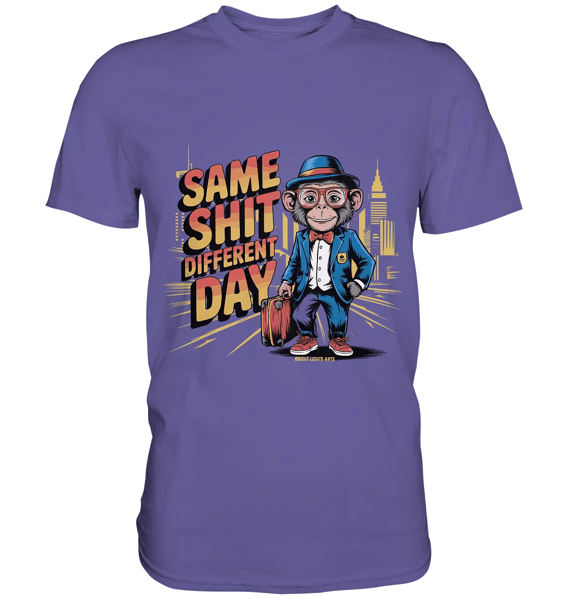 SAME SHIT DIFFERENT DAY – Humorvolles Design mit Affen im Anzug - Premium Shirt - Bright Lights Arts