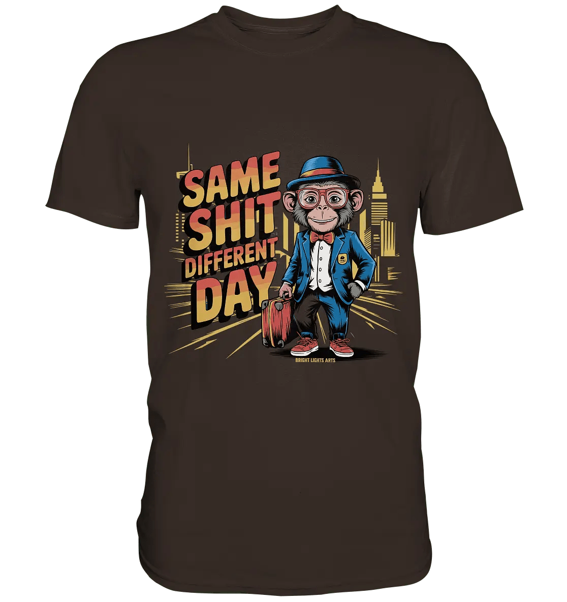 SAME SHIT DIFFERENT DAY – Humorvolles Design mit Affen im Anzug - Premium Shirt - Bright Lights Arts