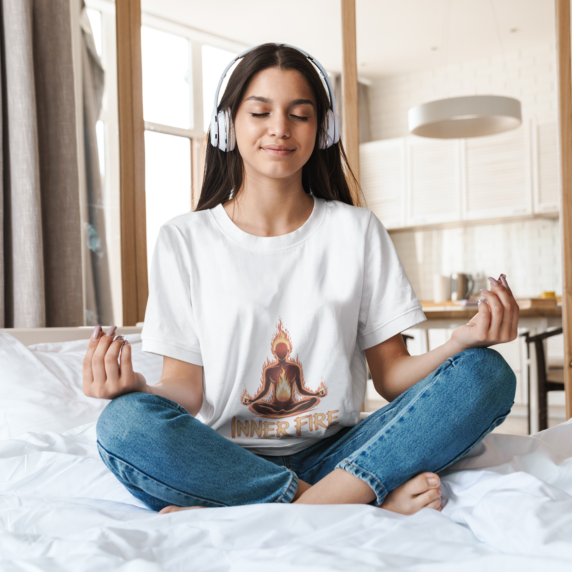 Oversized Shirt mit INNER FIRE von Bright Light Arts im natürlichen Lifestyle-Look