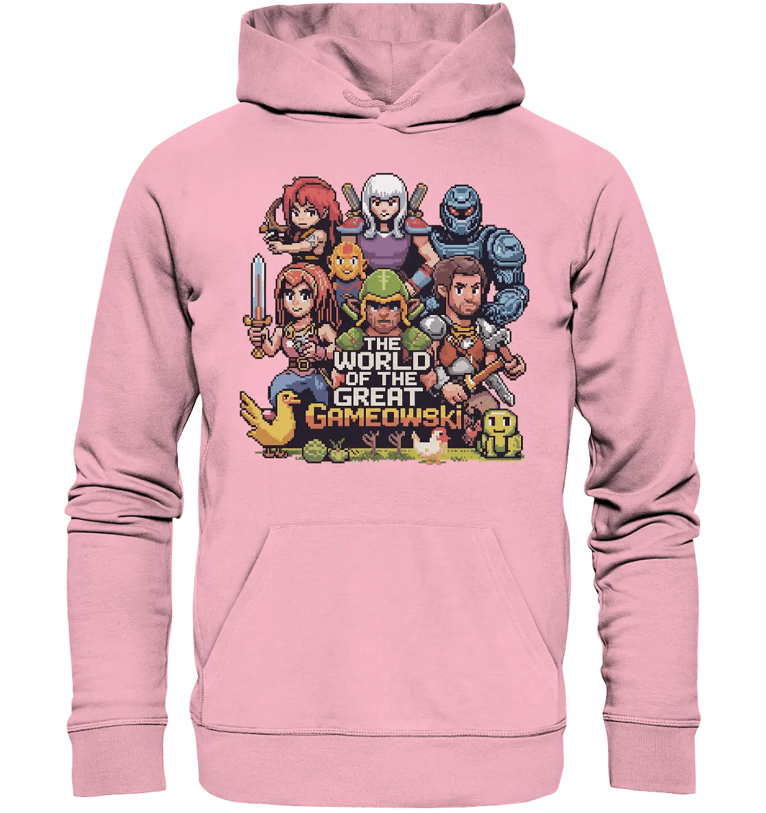 The World of the Great Gameowski – Exklusives Pixel - Art Design - Organic Hoodie - Bright Lights Arts