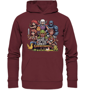 The World of the Great Gameowski – Exklusives Pixel - Art Design - Organic Hoodie - Bright Lights Arts
