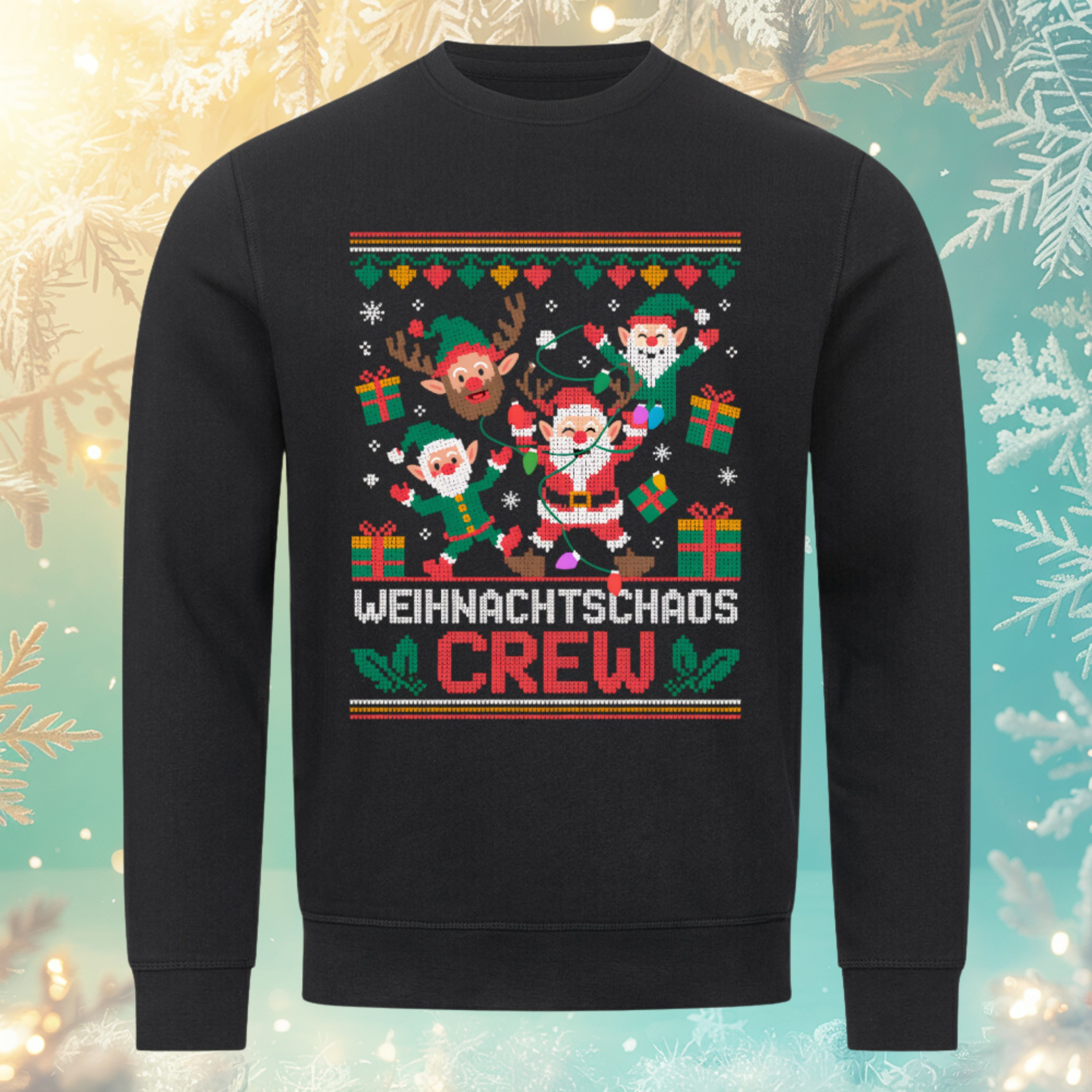 Ugly Christmas Sweater – Weihnachtschaos Crew | Premium Organic Sweatshirt MarketPrint