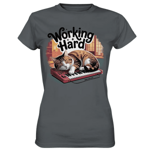 Working Hard – Schlafender Kater auf Tastatur - Ladies Premium Shirt - Bright Lights Arts