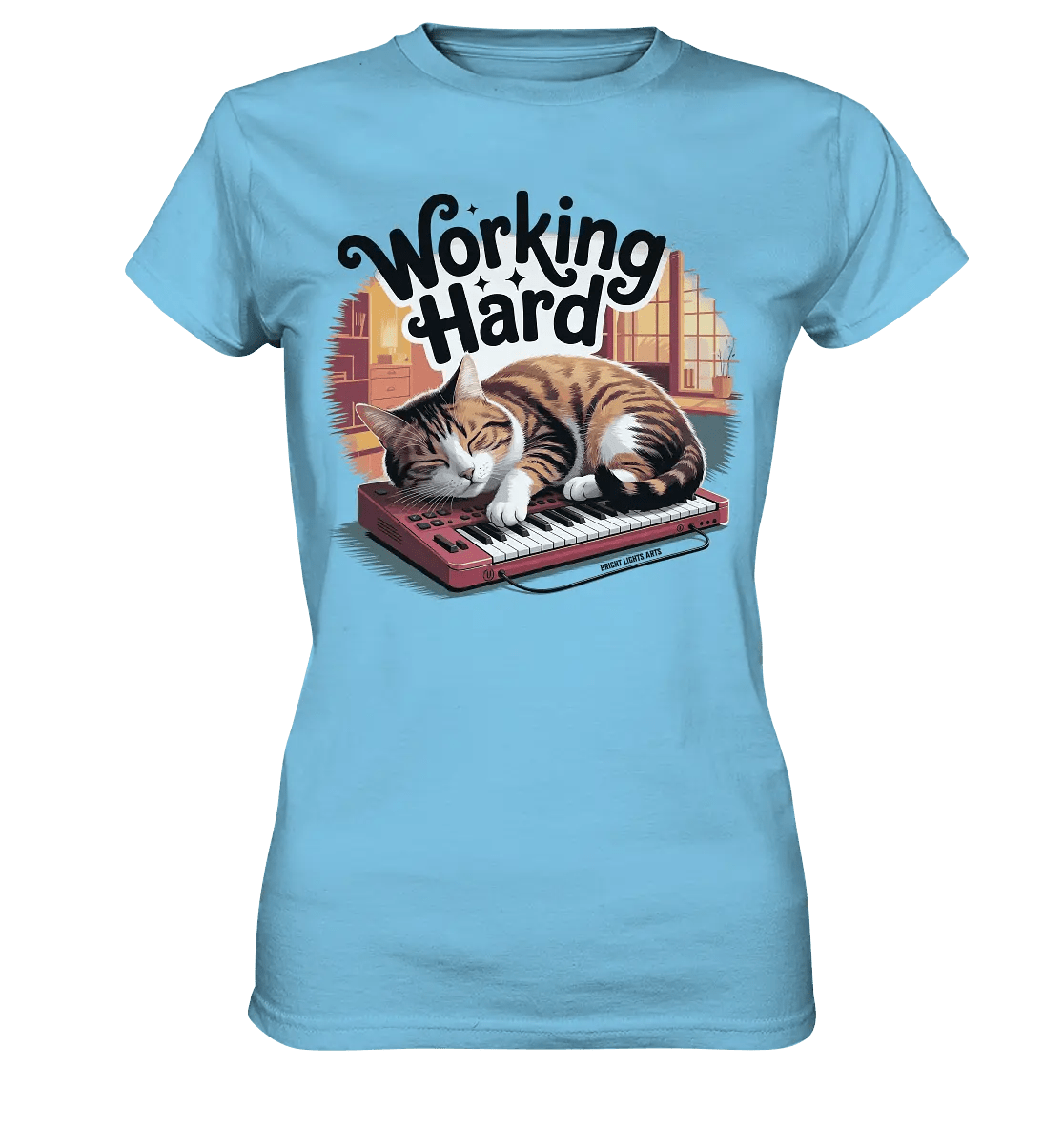 Working Hard – Schlafender Kater auf Tastatur - Ladies Premium Shirt - Bright Lights Arts