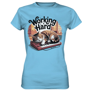 Working Hard – Schlafender Kater auf Tastatur - Ladies Premium Shirt - Bright Lights Arts