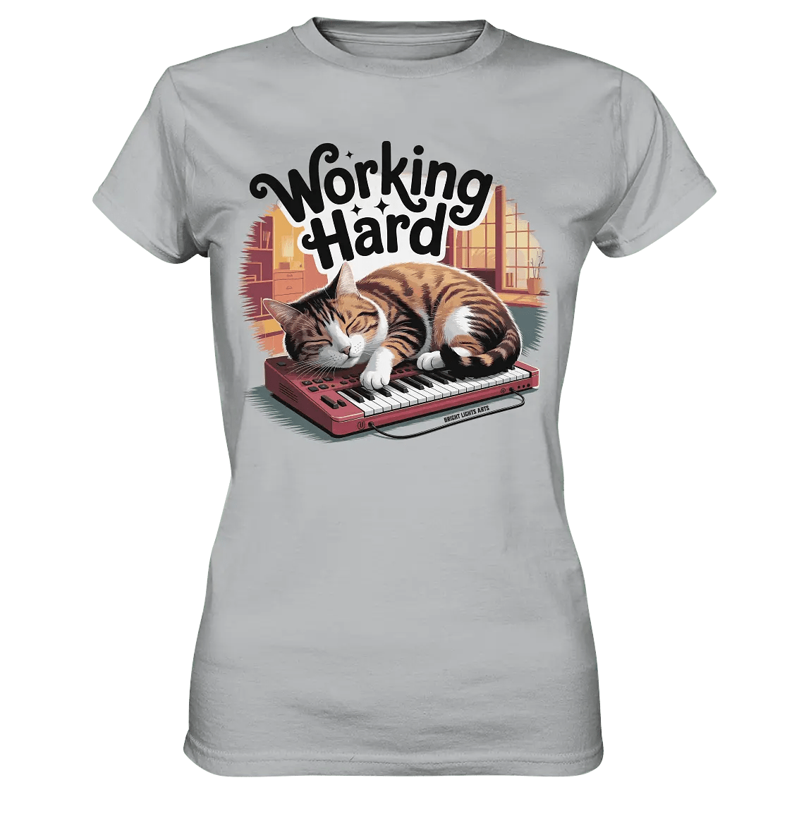 Working Hard – Schlafender Kater auf Tastatur - Ladies Premium Shirt - Bright Lights Arts