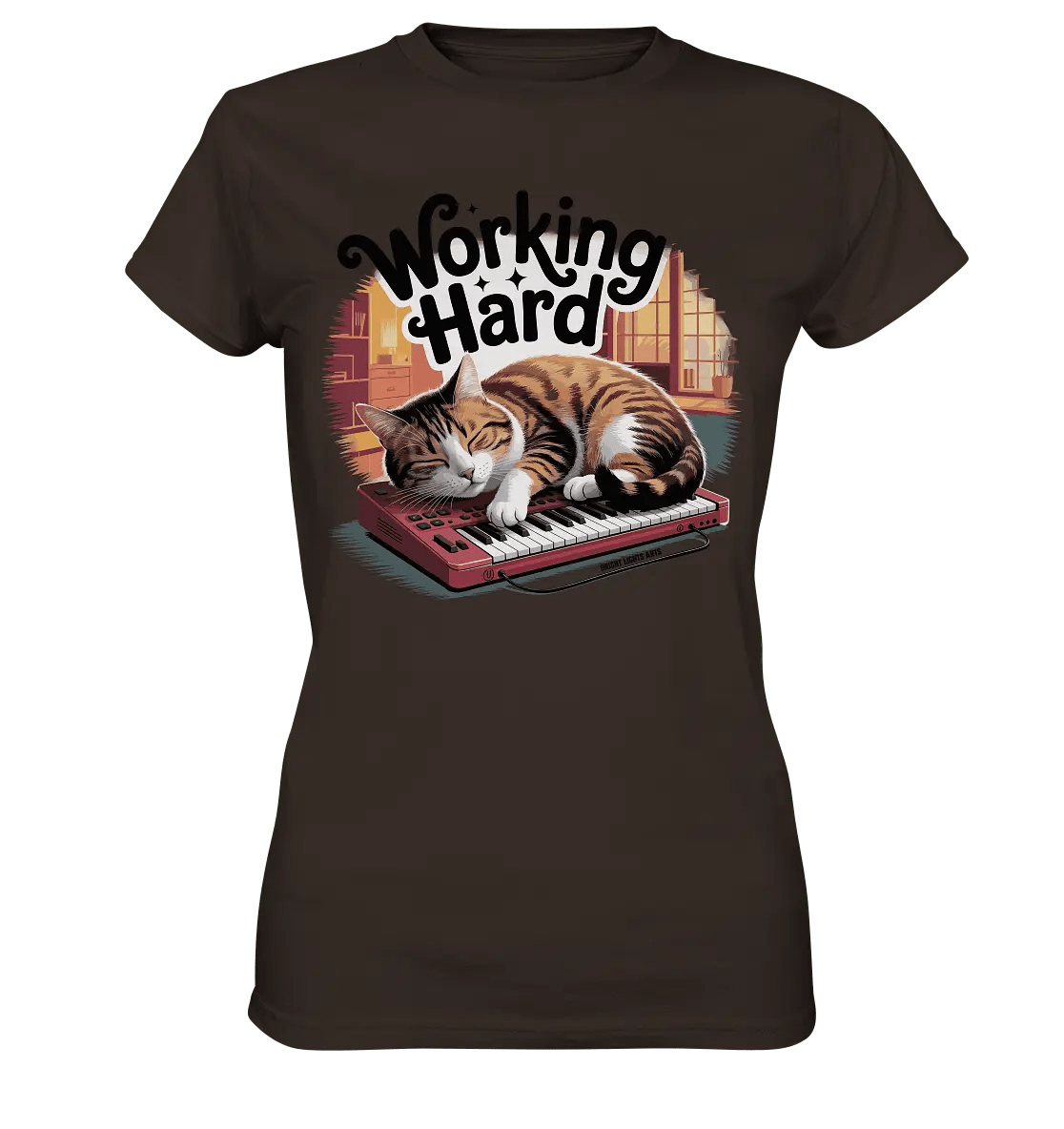 Working Hard – Schlafender Kater auf Tastatur - Ladies Premium Shirt - Bright Lights Arts