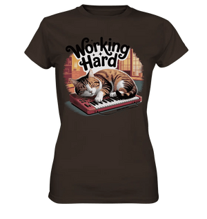 Working Hard – Schlafender Kater auf Tastatur - Ladies Premium Shirt - Bright Lights Arts