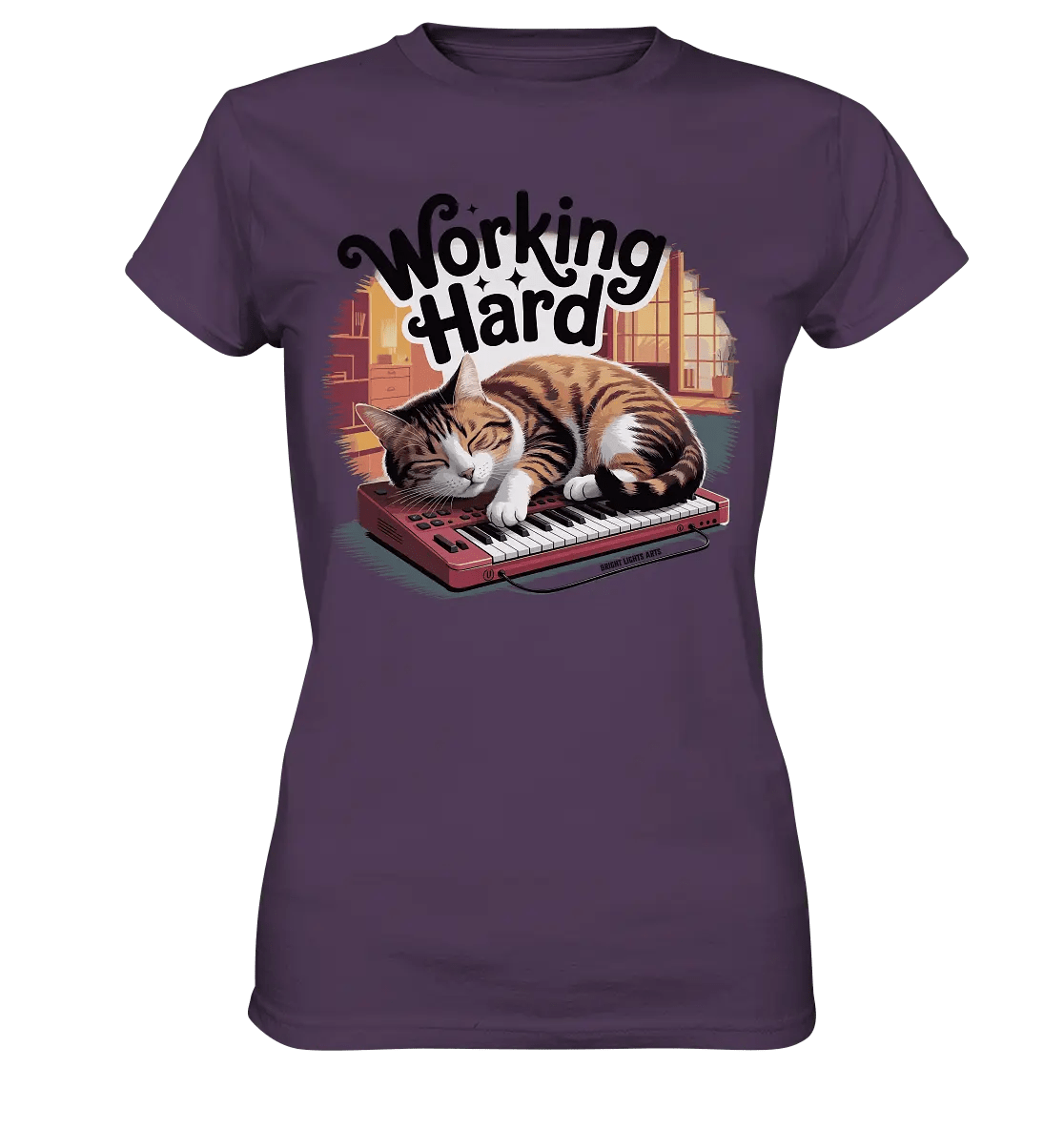 Working Hard – Schlafender Kater auf Tastatur - Ladies Premium Shirt - Bright Lights Arts