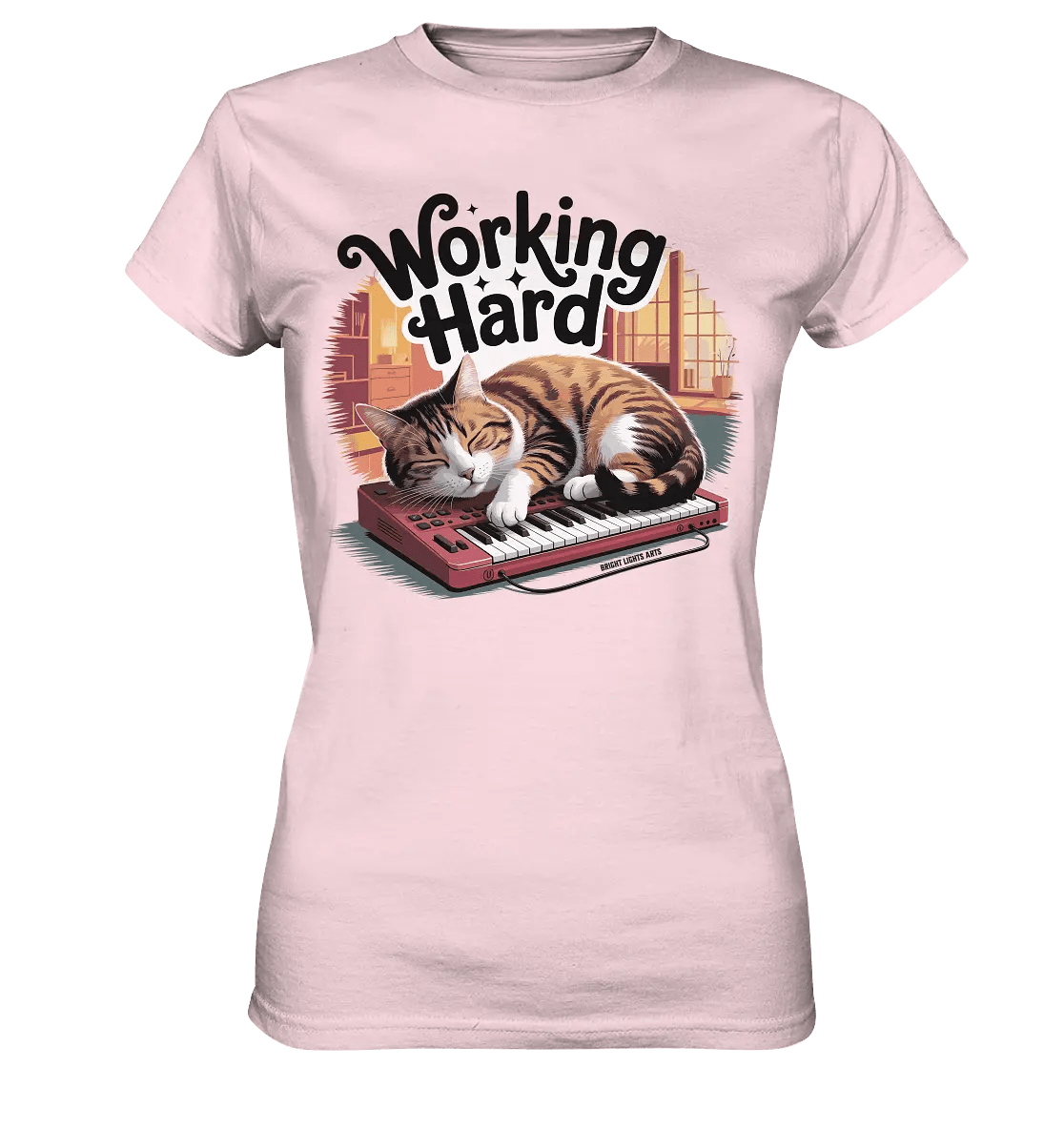 Working Hard – Schlafender Kater auf Tastatur - Ladies Premium Shirt - Bright Lights Arts