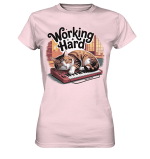 Working Hard – Schlafender Kater auf Tastatur - Ladies Premium Shirt - Bright Lights Arts
