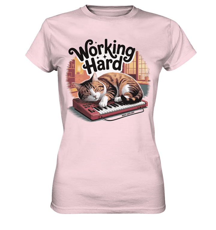 Working Hard – Schlafender Kater auf Tastatur - Ladies Premium Shirt - Bright Lights Arts