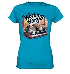 Working Hard – Schlafender Kater auf Tastatur - Ladies Premium Shirt - Bright Lights Arts
