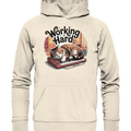 Working Hard – Schlafender Kater auf Tastatur - Organic Hoodie - Bright Lights Arts