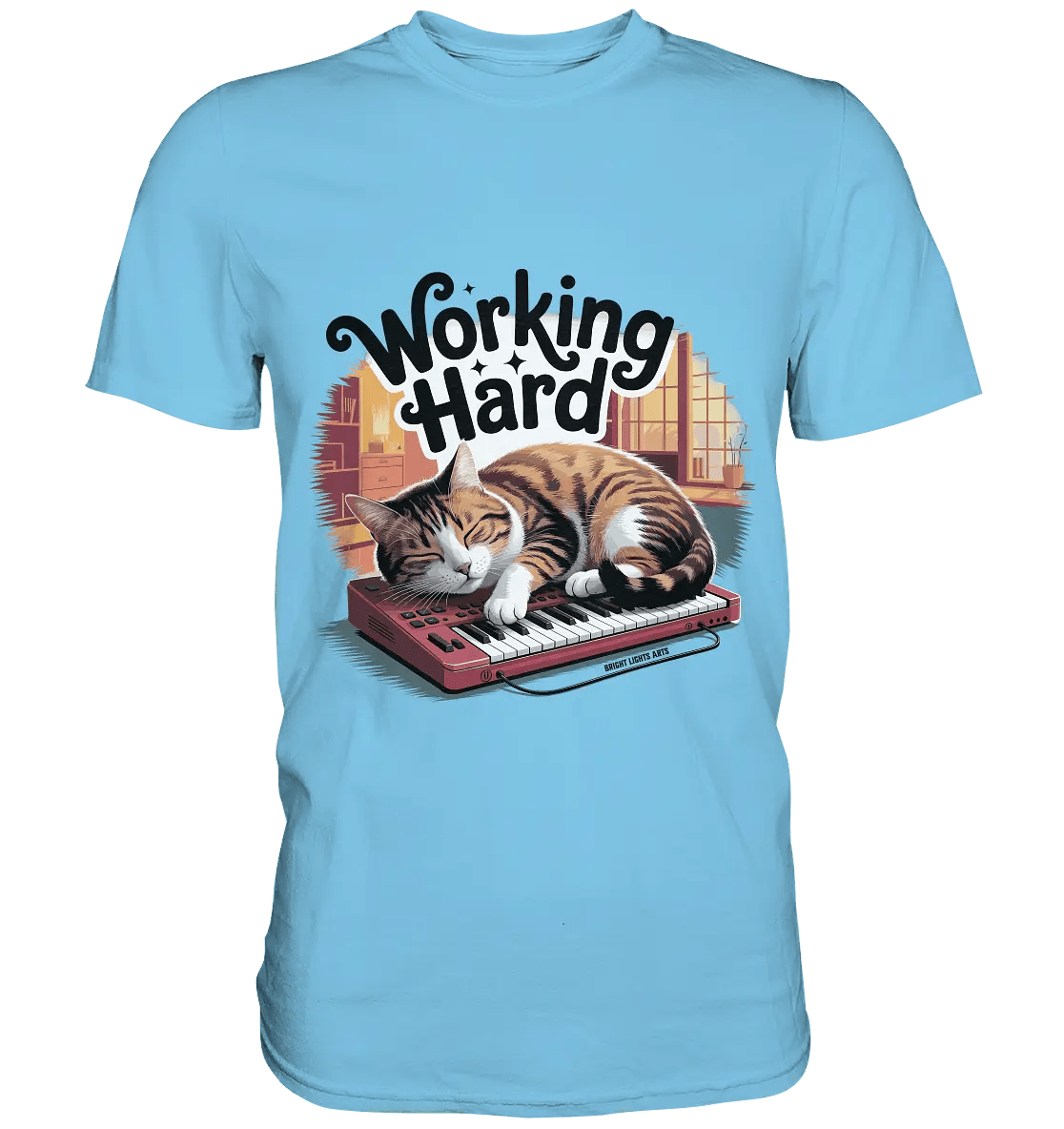Working Hard – Schlafender Kater auf Tastatur - Premium Shirt - Bright Lights Arts
