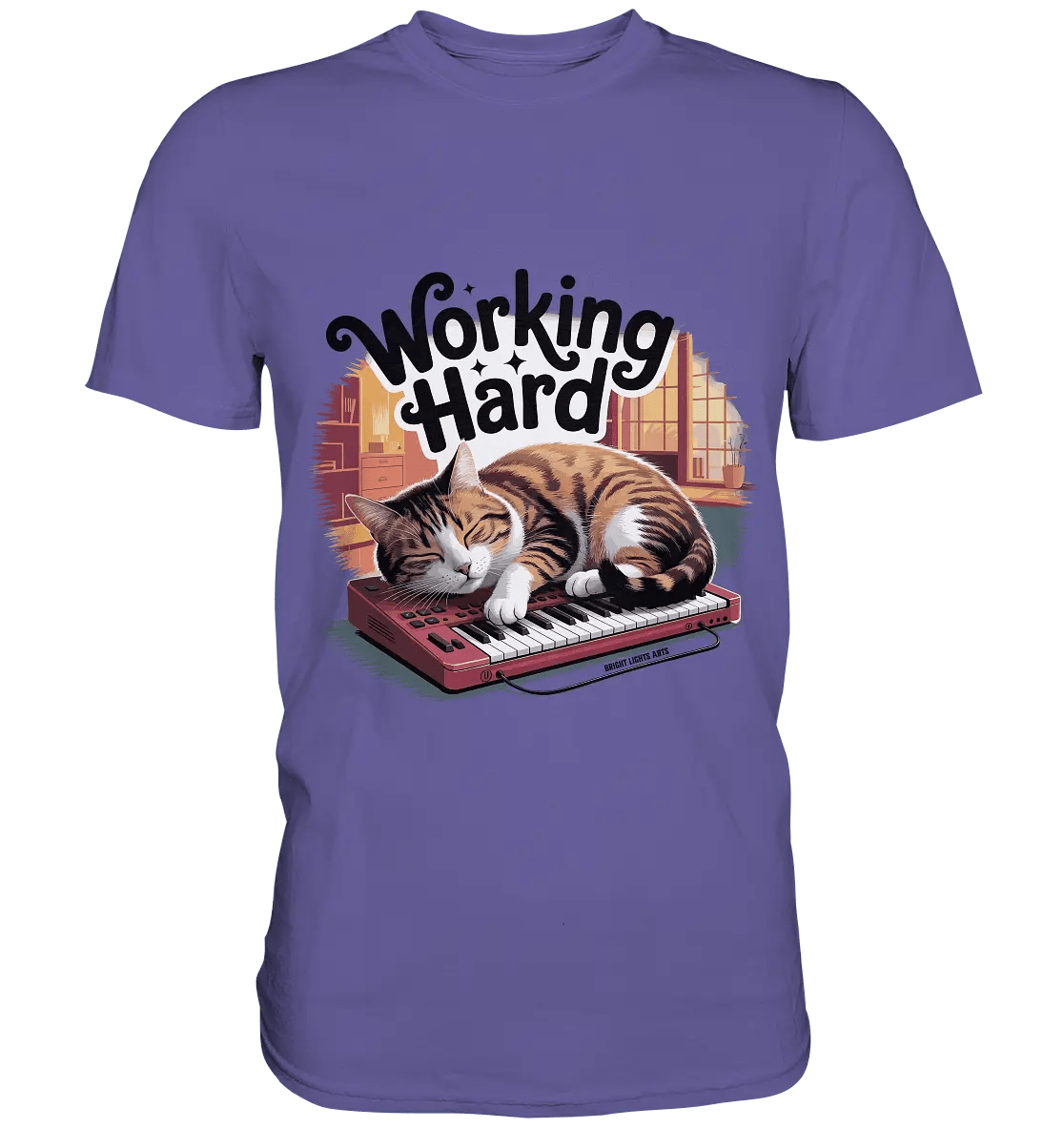 Working Hard – Schlafender Kater auf Tastatur - Premium Shirt - Bright Lights Arts