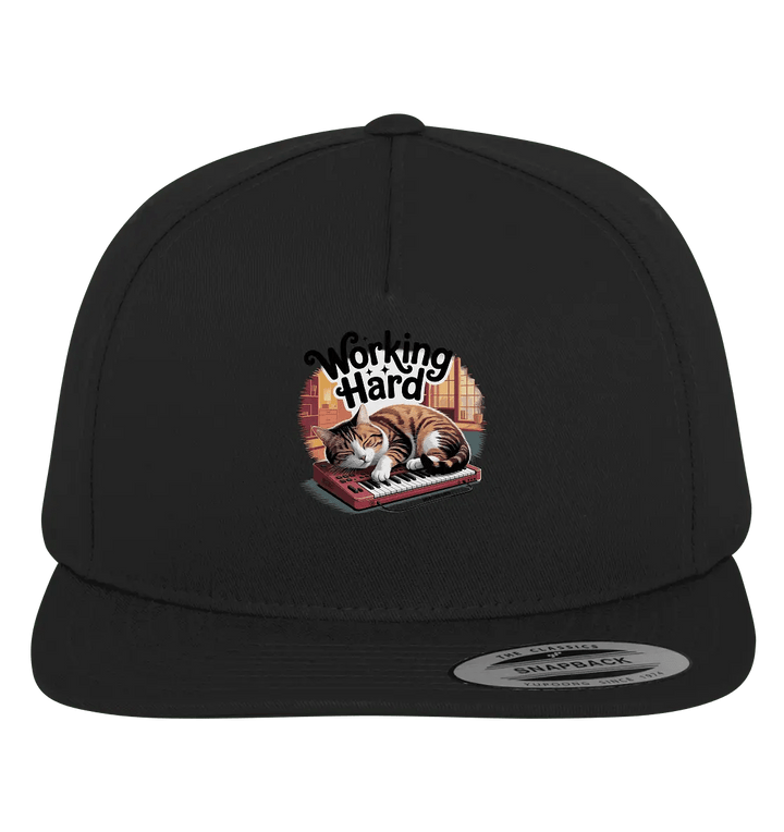 Working Hard – Schlafender Kater auf Tastatur - Premium Snapback - Bright Lights Arts